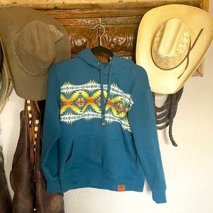 Ariat x Pendleton teal hoodie, size medium! Aztec pattern, BRAND NEW